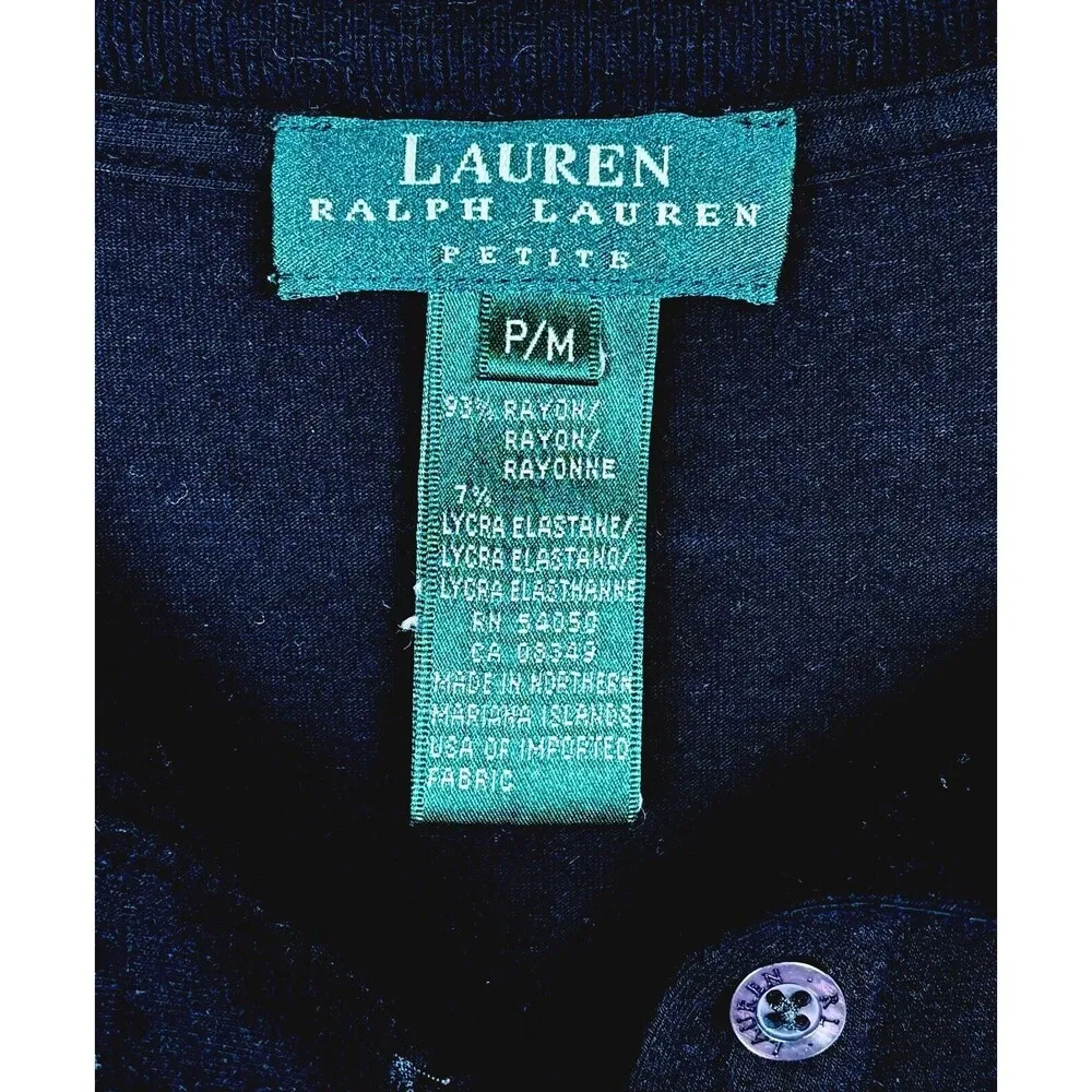 Lauren RL Women's Y2K Black V Neck Goth Dark Academia Pullover Sweater Size PM - Image 2