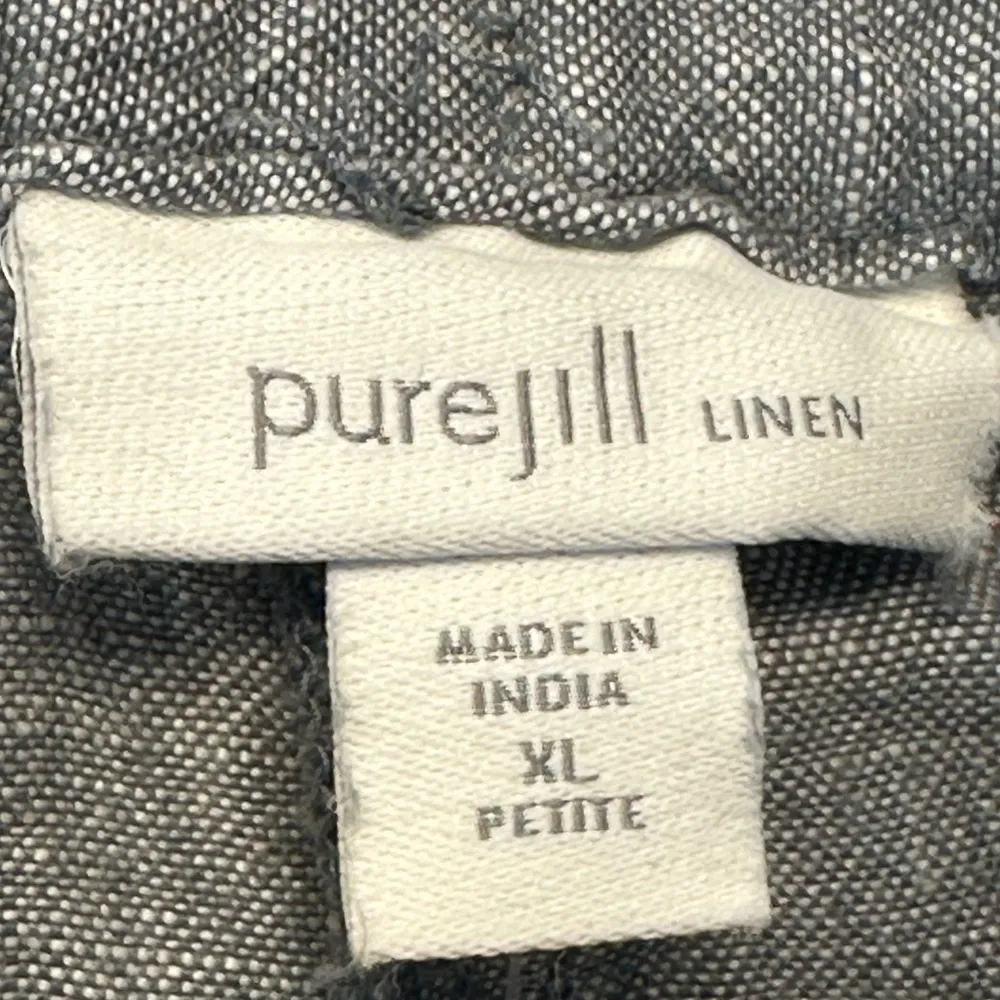 J Jill - PureJill Linen Blue White Roll Tab Leg Crop Pant Size XLT NWT #1350-LA - Image 8