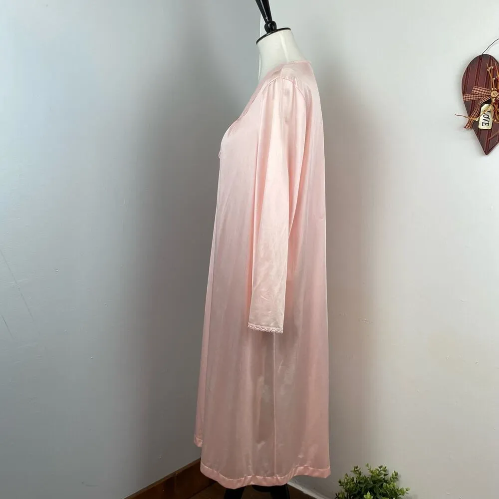 Vanity Fair Vintage Soft Pink Long Sleeve Sleep Shirt/Robe Large - Image 5