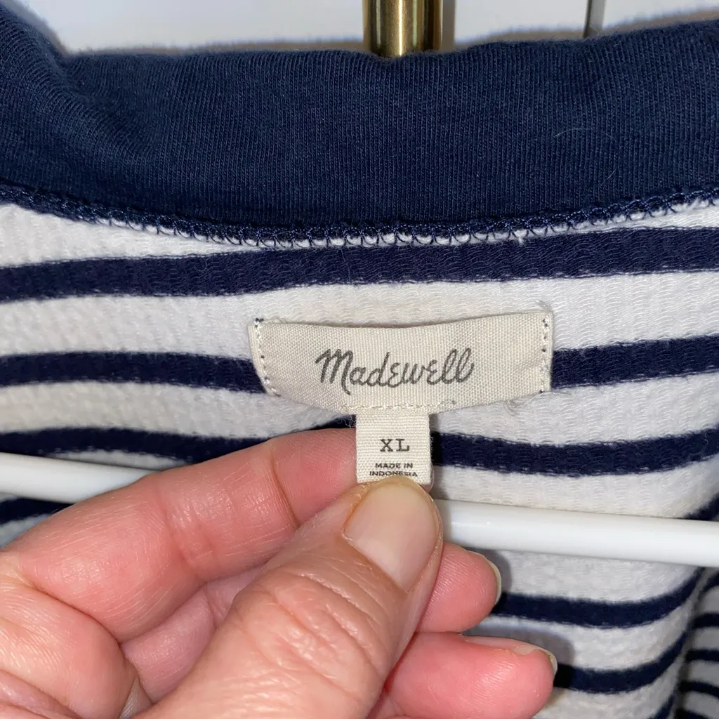 Madewell TextureRib Cropped Polo Tee black cream coastal preppy classic normcore - Image 5