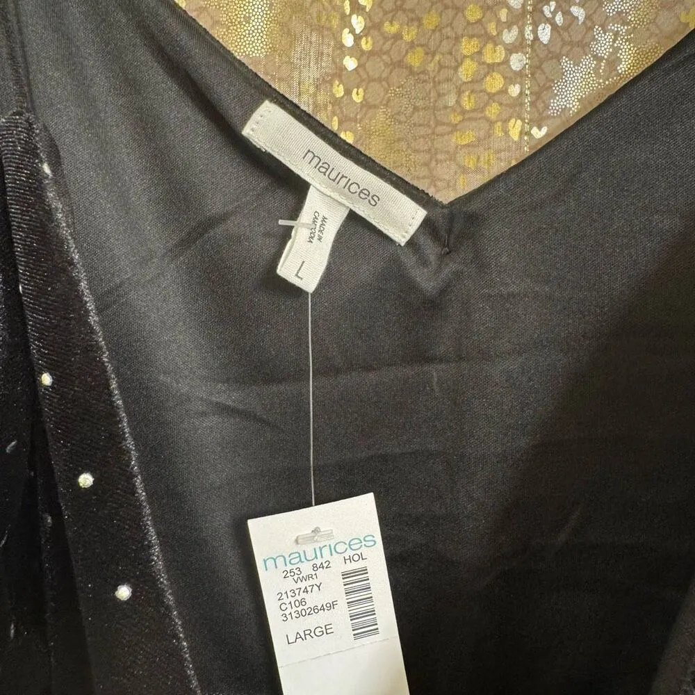 Maurice’s Black Velvet V Neck‎ Rhinestone Embellished Cami Tank Large NWT - Image 4