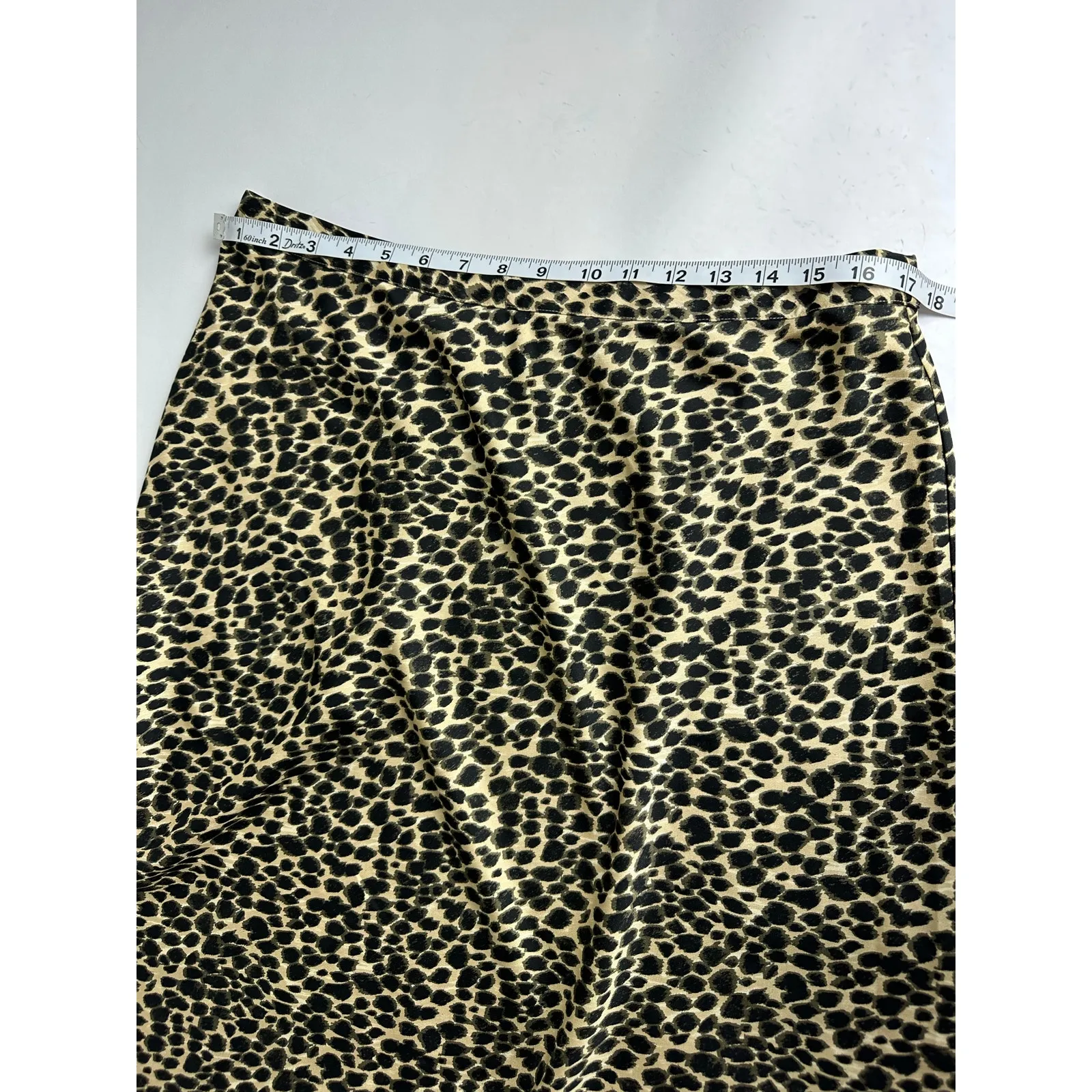J. Crew Size Large XL Cheetah Animal Print Midi Slip Skirt Elastic Waist Y2K NWT - Image 6