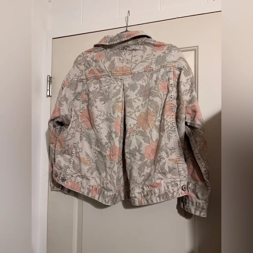We The Free People Opal Swing Floral Denim Jacket Bohemian - Image 4