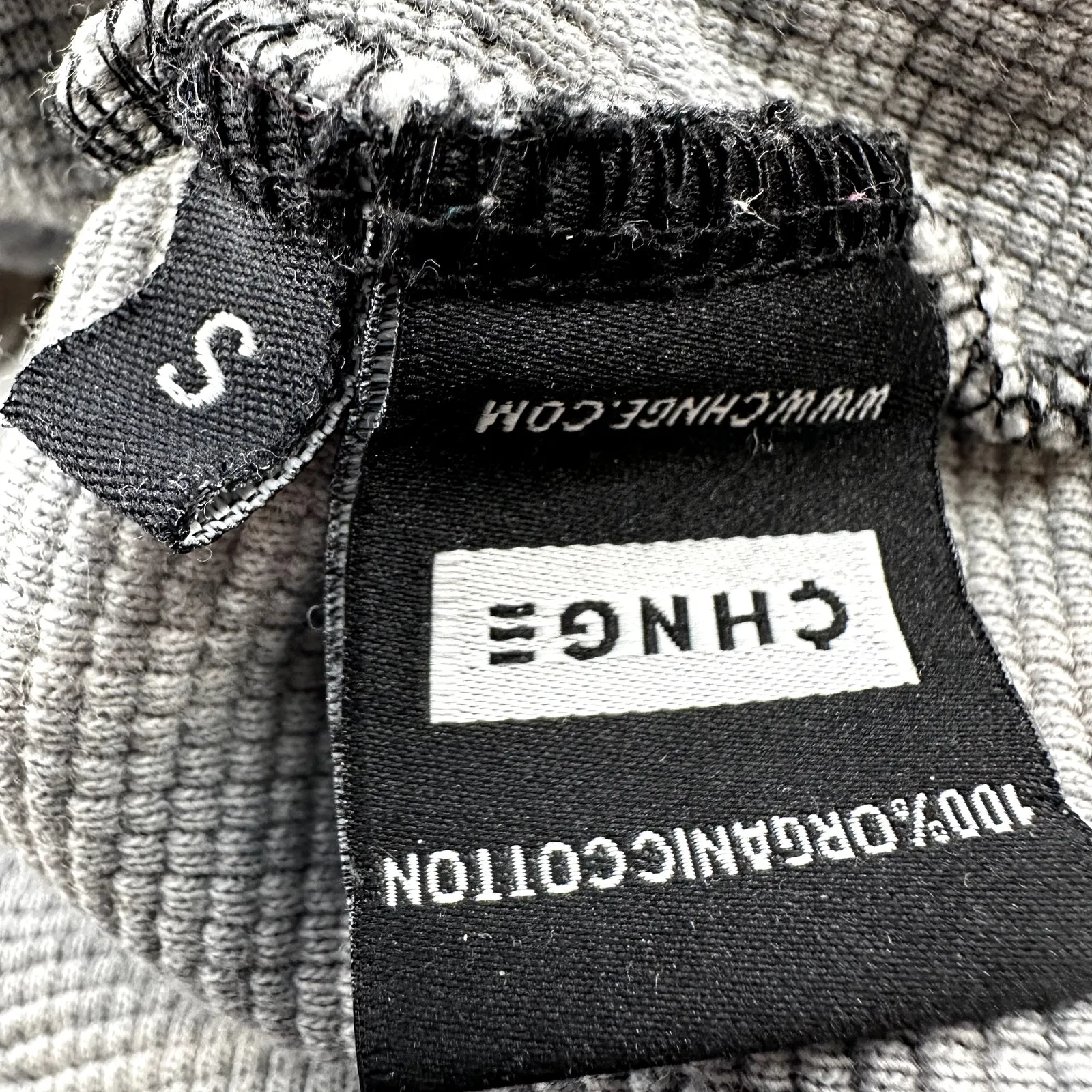 CHNGE Marble Tie Dye Cropped Ribbed Tank Top Logo Scoop Neck Gray Small - Image 4