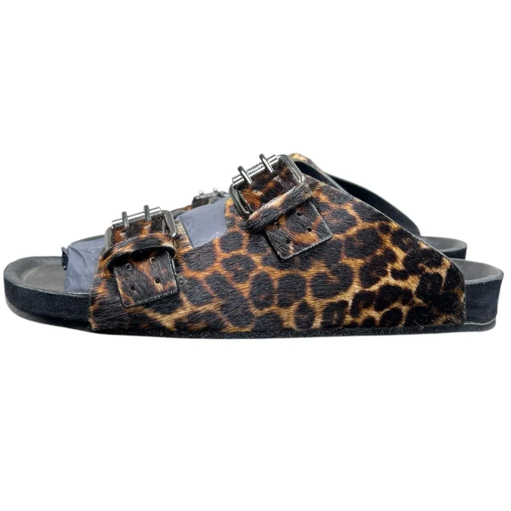 NIB The Kooples Leo Poulain Leather Animal Print Double Strap Sandal Size EU38 - Image 3