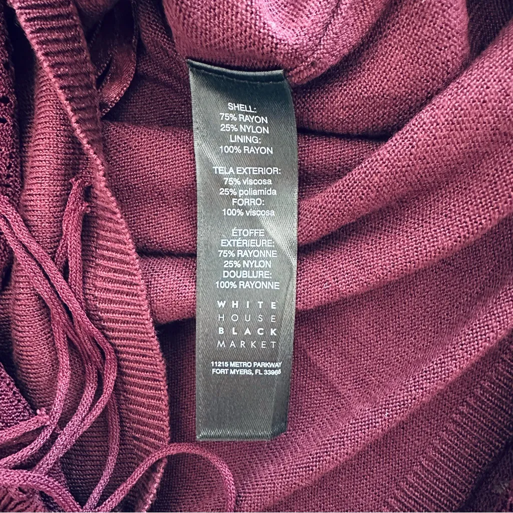 NEW! White House Black Market Cabernet Fringe Hem Sleeveless Crochet Knit Top S - Image 11