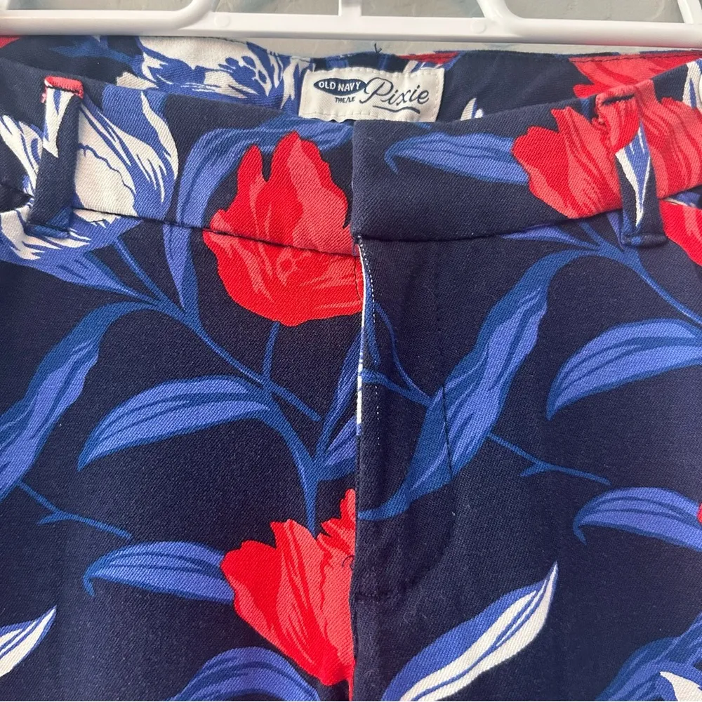 Old Navy Pixie pants multi color blue and red tulip floral print size 10 - Image 4