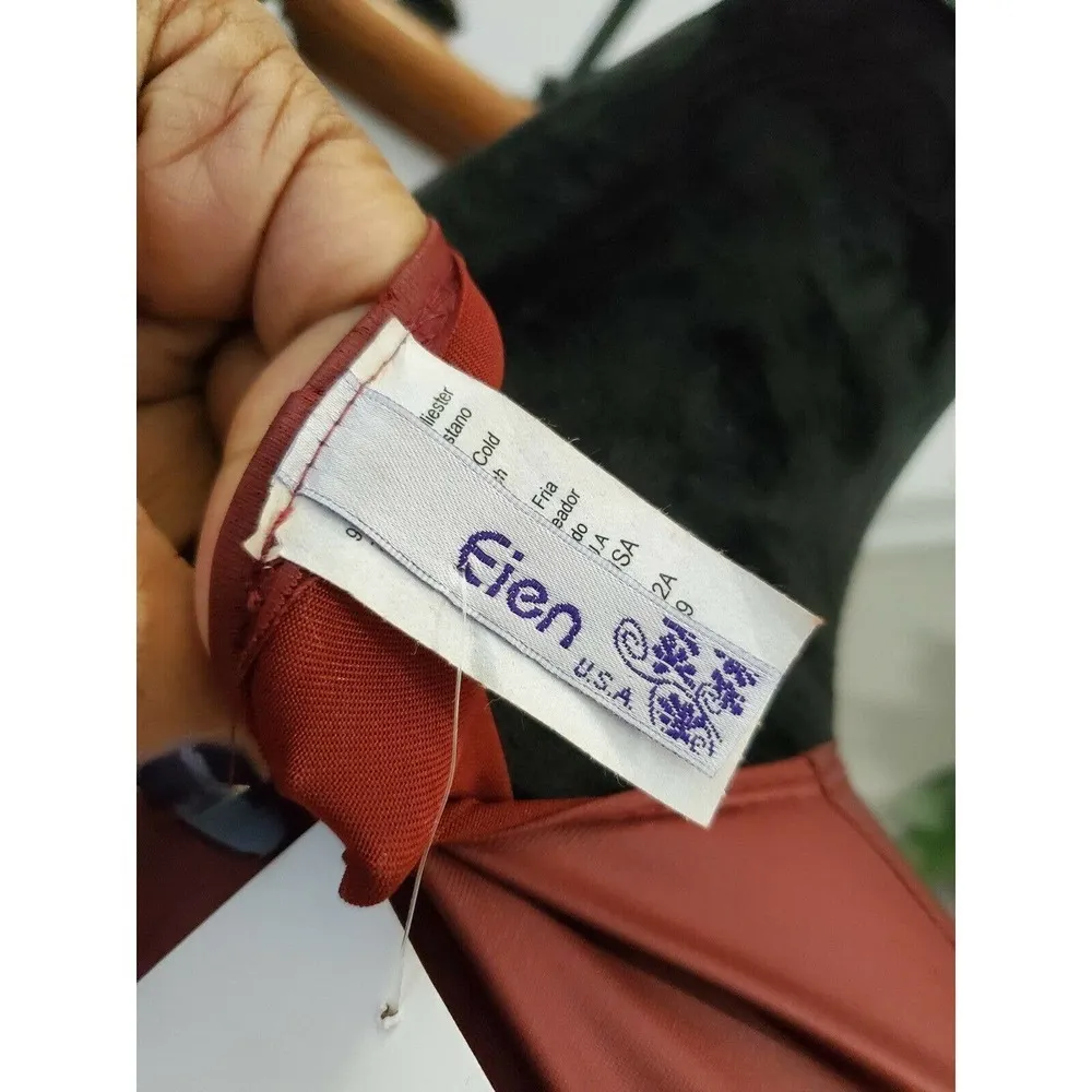 Boutique Eien Women Burgundy Polyester ShortSleeve RoundNeck Knee Length Dress S - Image 8