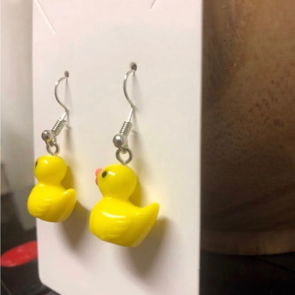 Yellow Duck Dangle Earrings - Image 3
