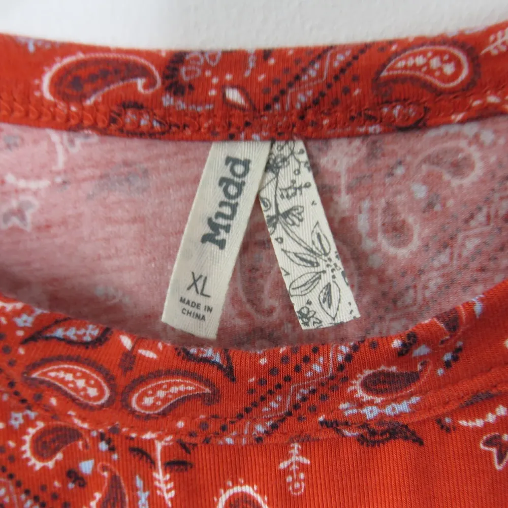Y2k Mudd Red Paisley Bandanna High Neck Tank Top XS - Image 5