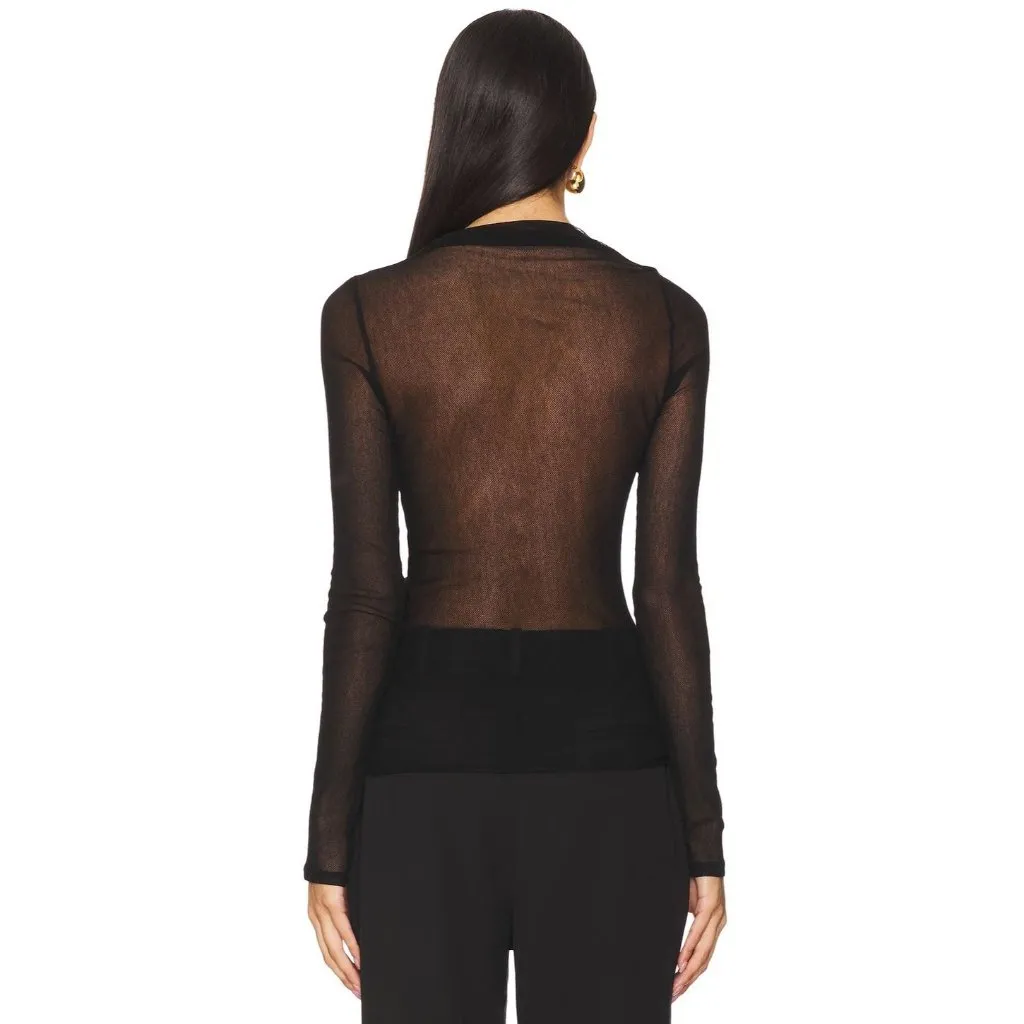 Enza Costa Long Sleeve Slash Top in Black Small New Womens Long Sleeve Blouse - Image 14
