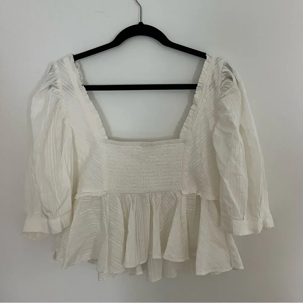 Free People Leave It To Me white Crop Top Blouse Button Boho XL NWOT - Image 8