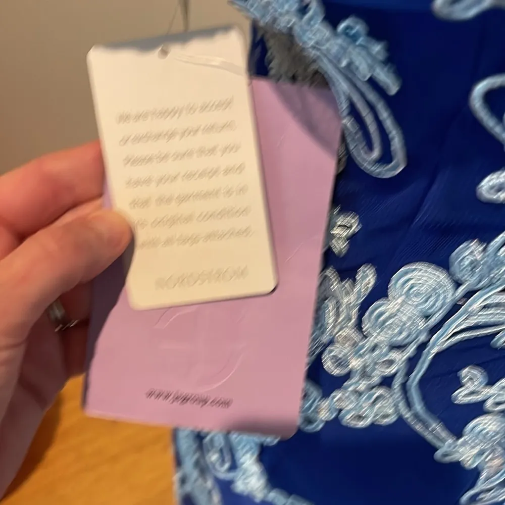 JS Collections Modele Blue On Blue Lace Appliqué Embroidered Dress, Size 2, Nwt - Image 7