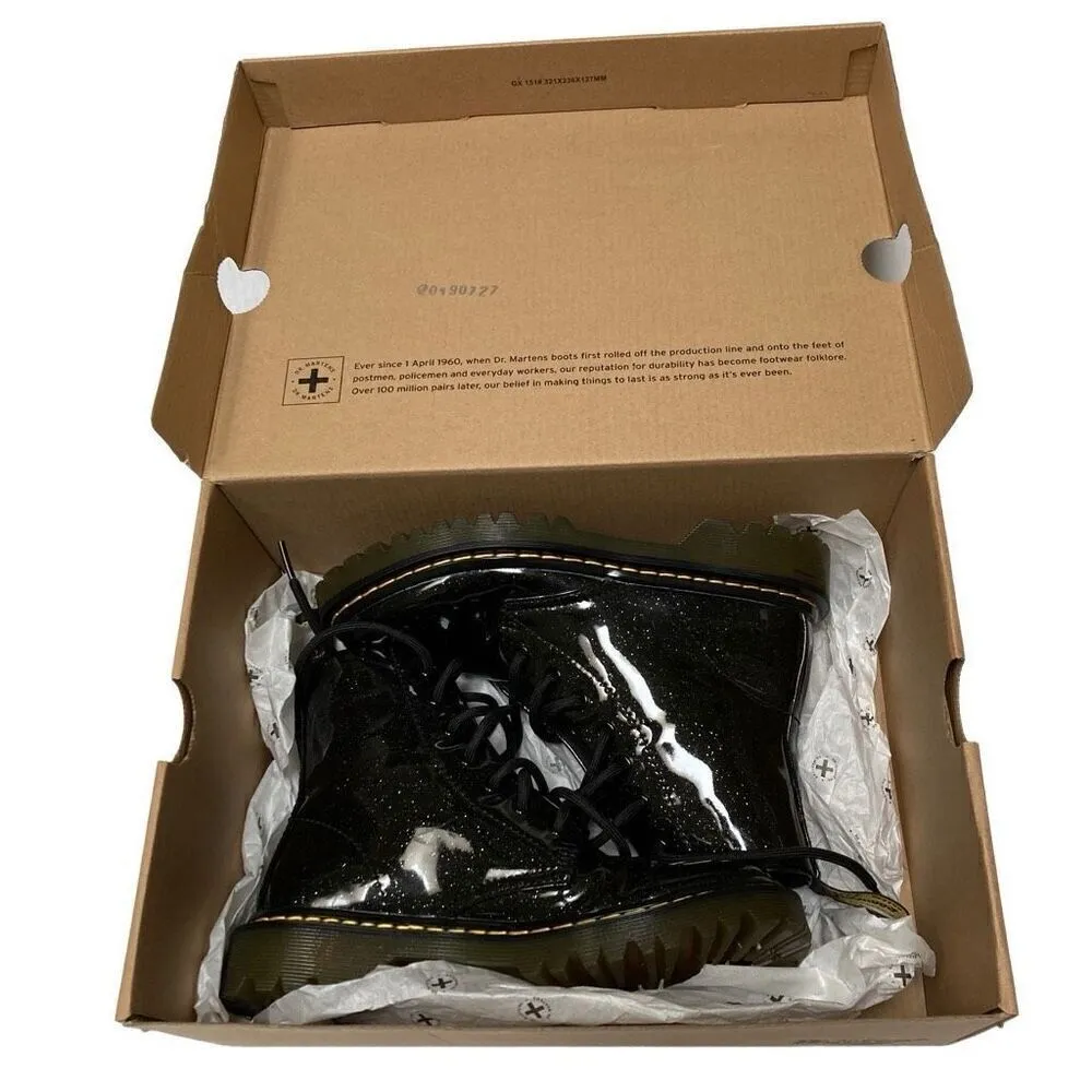 Dr. Martens Luana Womens 5 Black Coated Glitter High Top Ankle Lace Up Boots ￼ - Image 5