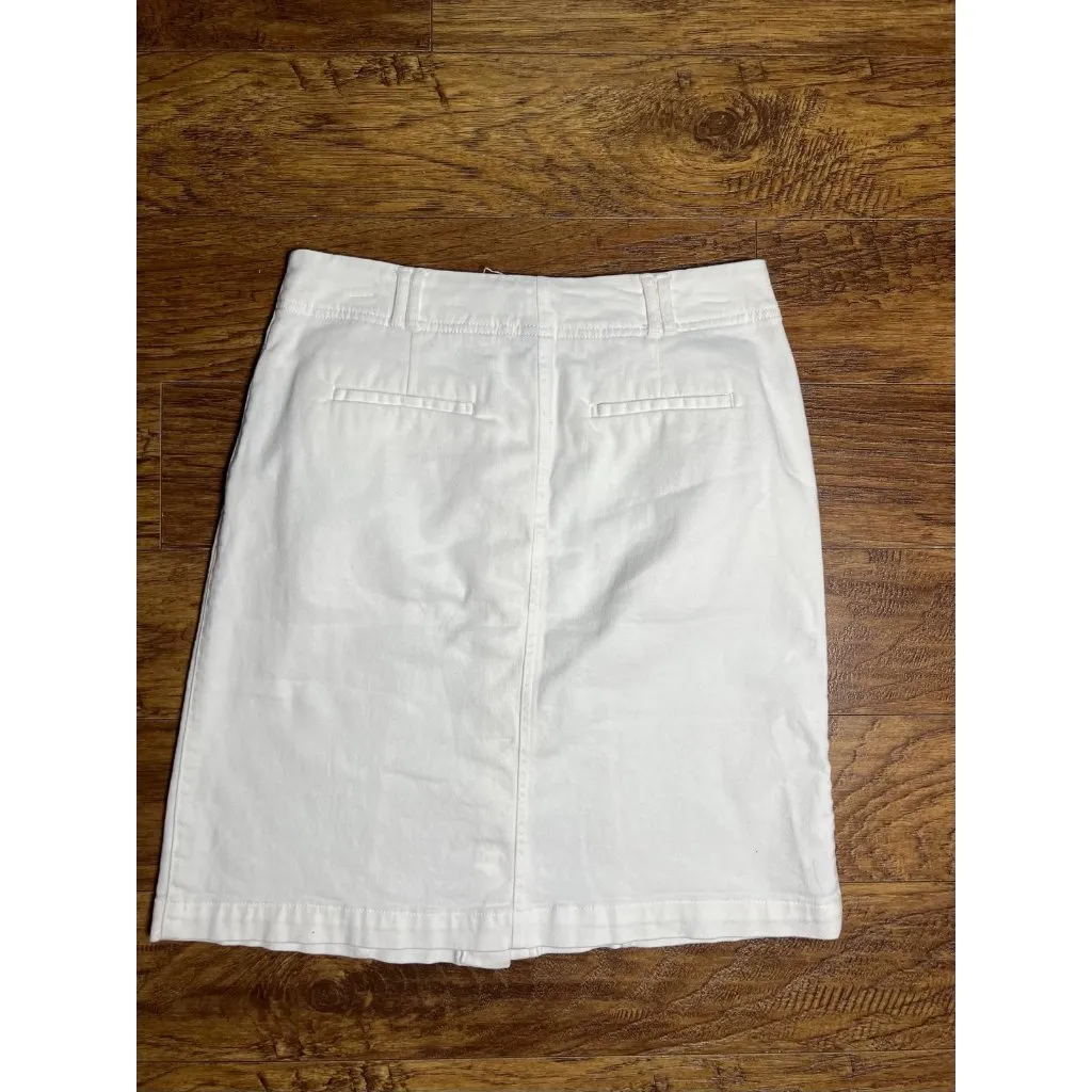Womens IZOD Size 4 White Denim Button Front Skirt Stretch - Image 2