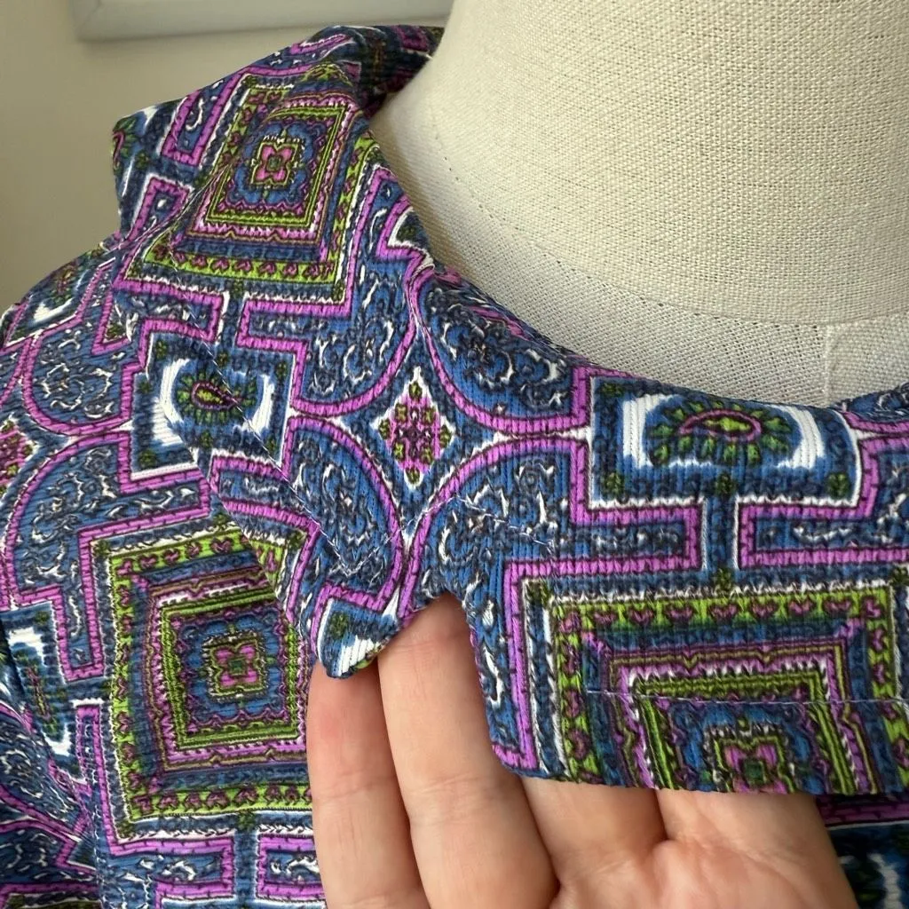 NWT NOS Vintage 60s 70s Craig Byron Funky Mod Prjnt Dress L Purple Size L - Image 4