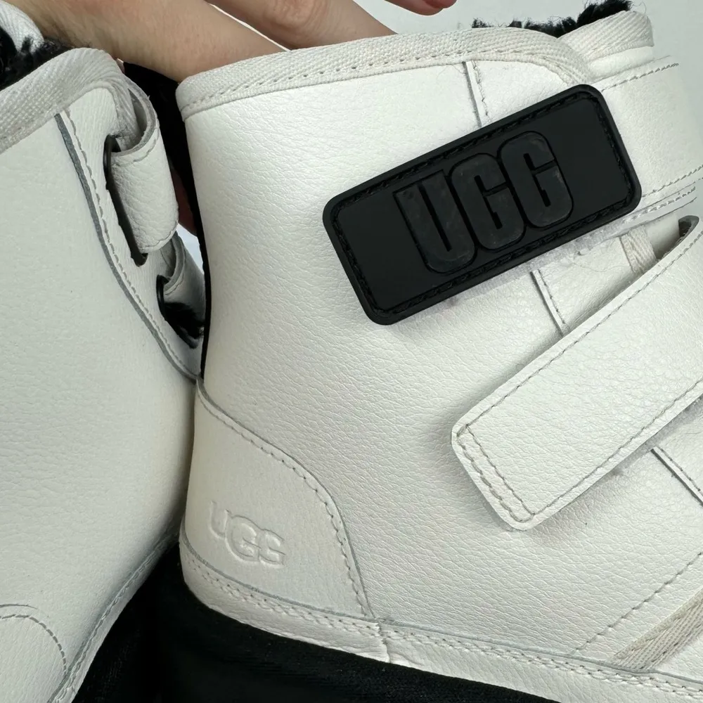 UGG Womens Neumel Platform Leather Boots Sz 6 White Straps Lined - Image 10