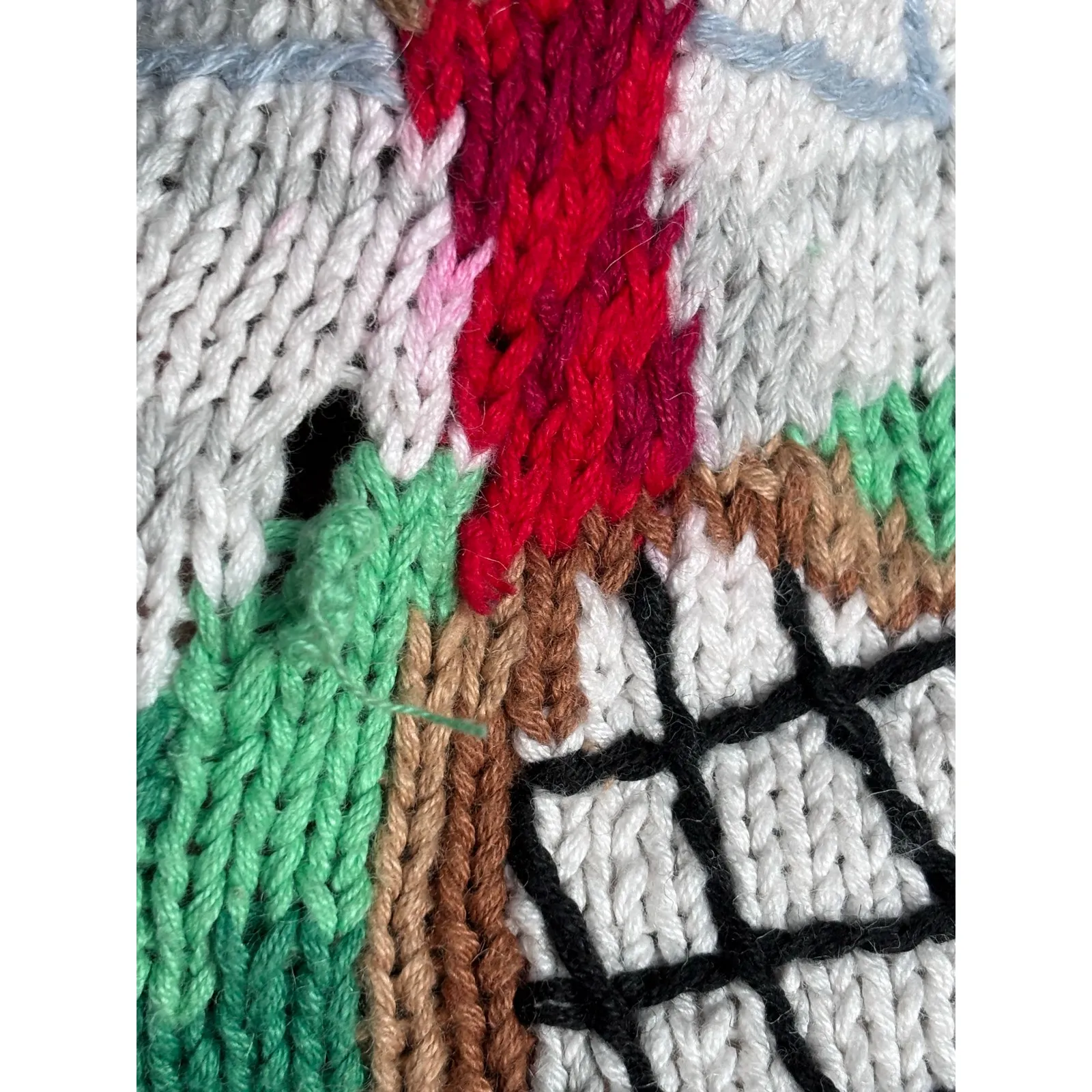 Vintage Eagles Eye Picnic Food Cooking Knit Cardigan Sweater Oversized Large Black - Image 16