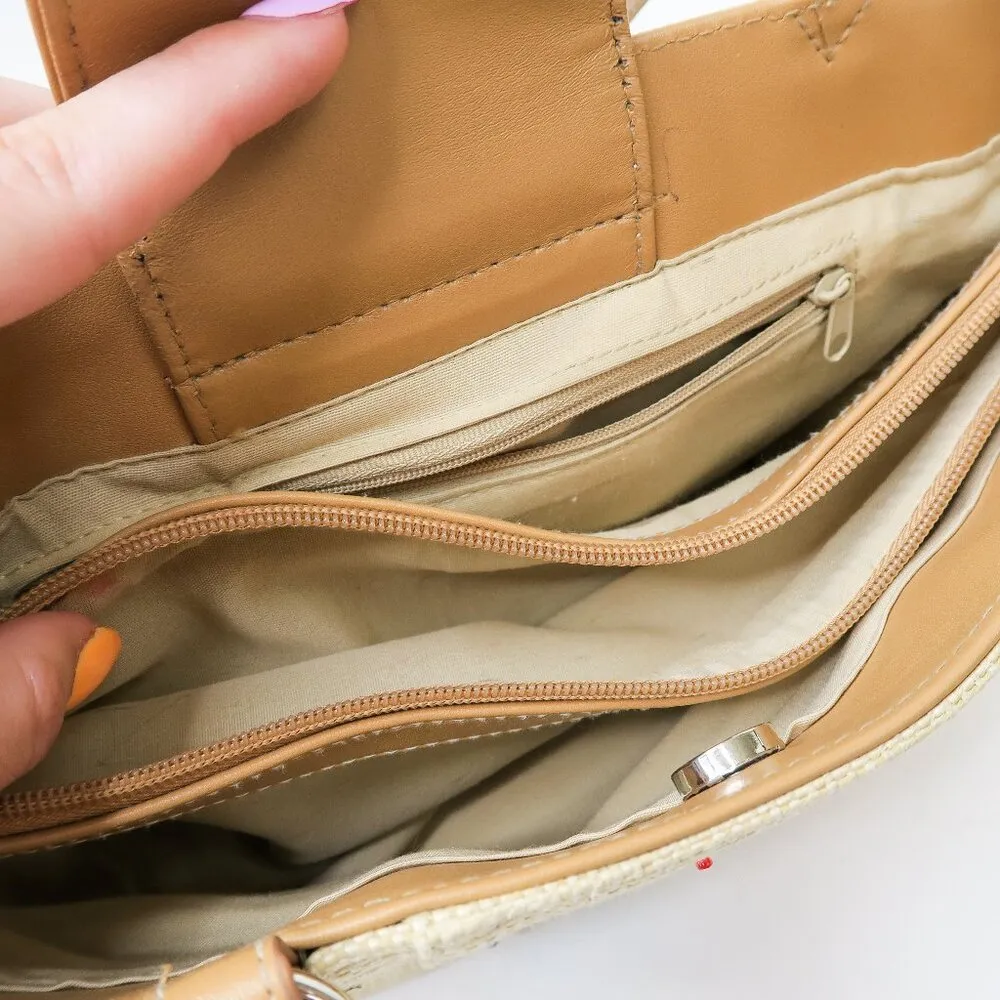 Vintage 90s Beach Summer Applique Purse Tan - Image 7