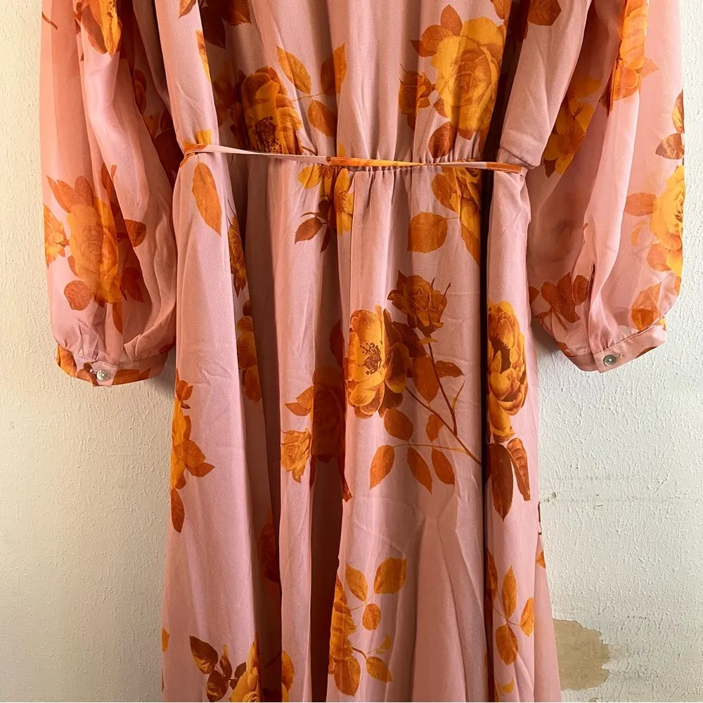 City Chic Dress Rose Floral Print V-Neck Long Sleeve A-Line Maxi Dress Sz 20 NWT - Image 9