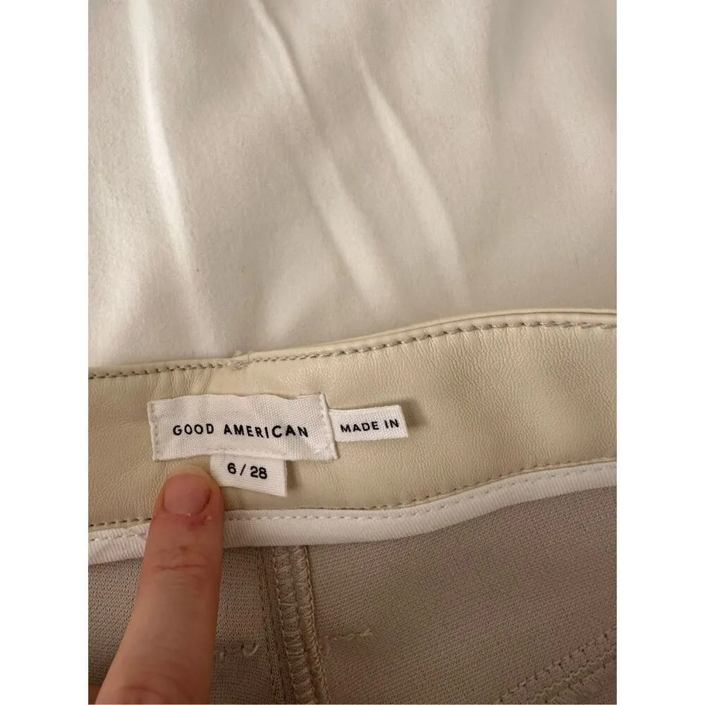 NWT GOOD AMERICAN Faux Leather PantsSz 6/29  Color Bone001 - Image 4