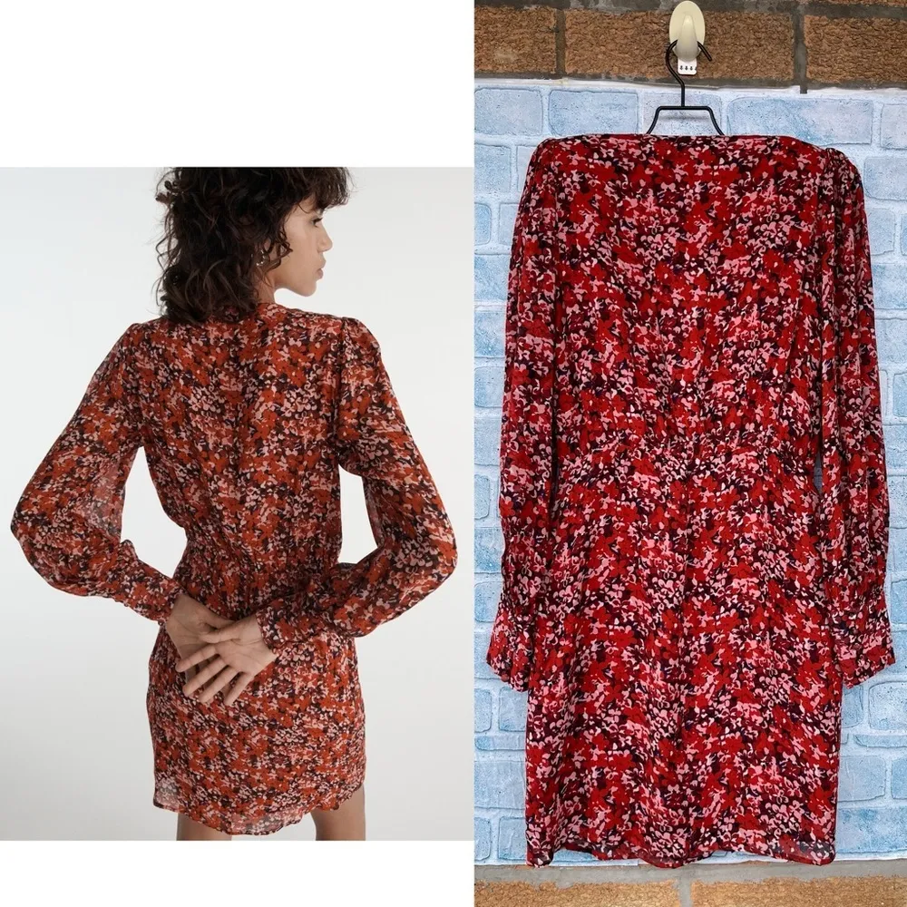 THE KOOPLES FLOWING RED DRESS WITH FLORAL MOTIF SIZE 0 - Image 13