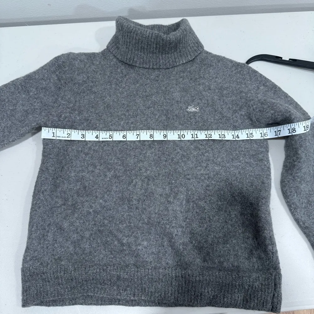 Lacoste Grey 100% Baby Alpaca Turtle Neck Sweater Size 4 EUC - Image 10