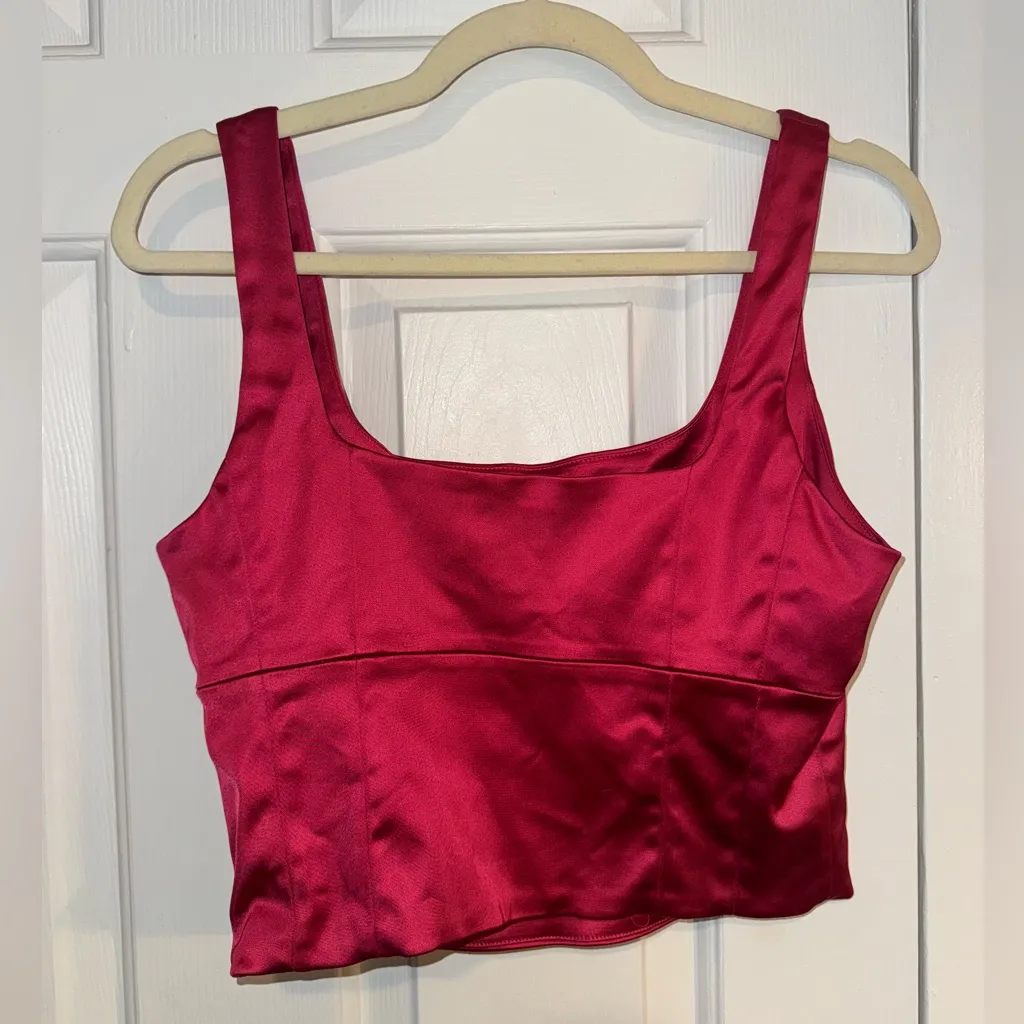 Aritzia Wilfred Pink Satin Bustier Tank Top - Image 3