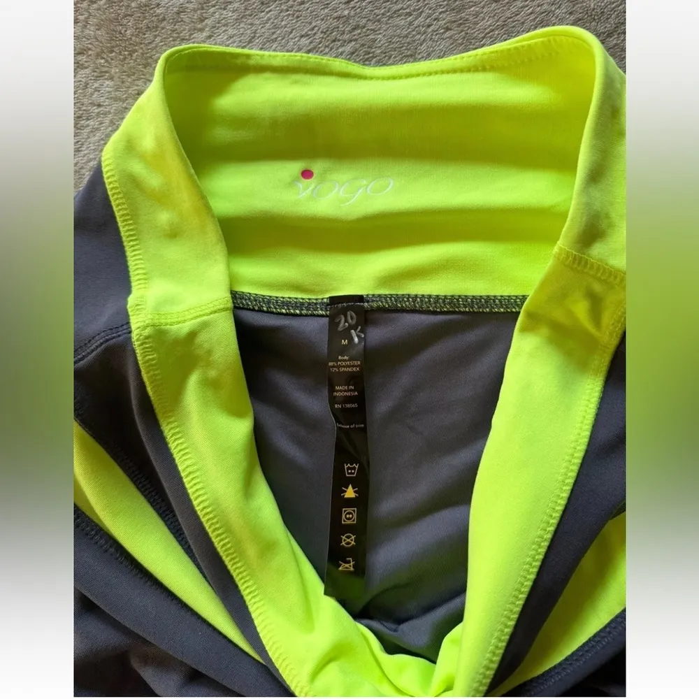 VOGO Women's Moisture Wicking Stretch‎ Comfort Charcoal Neon Yellow Size M NWT Size M - Image 3