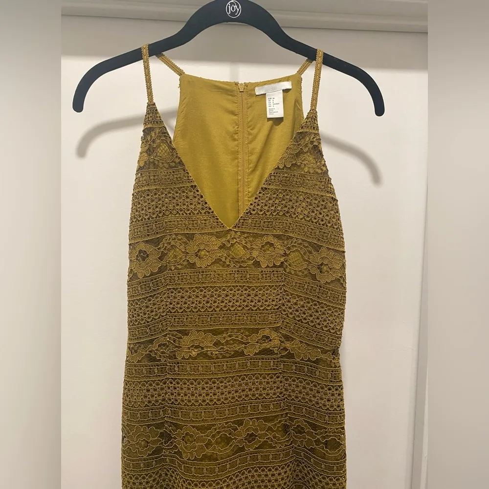 Chartreuse-Olive Green Sleeveless Deep V-Neck Crochet Lace Midi Dress - 6 - Image 6