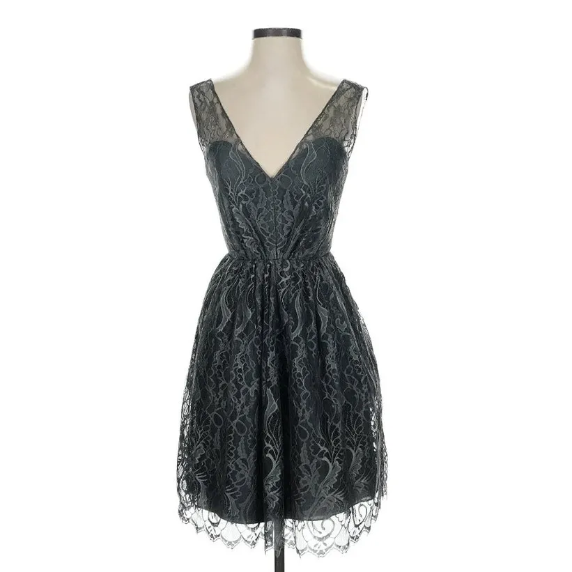 Hayley Paige Occasions Gray Silver Cocktail Dress Lace 2 - Image 6