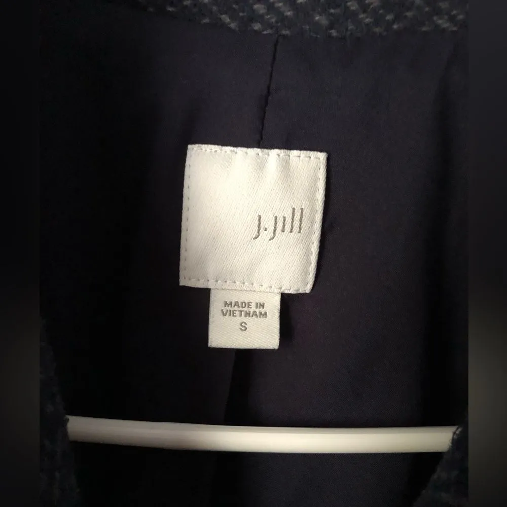 J. Jill Single Breasted Wool Blend Tweed Coat women size S button up Blue - Image 5