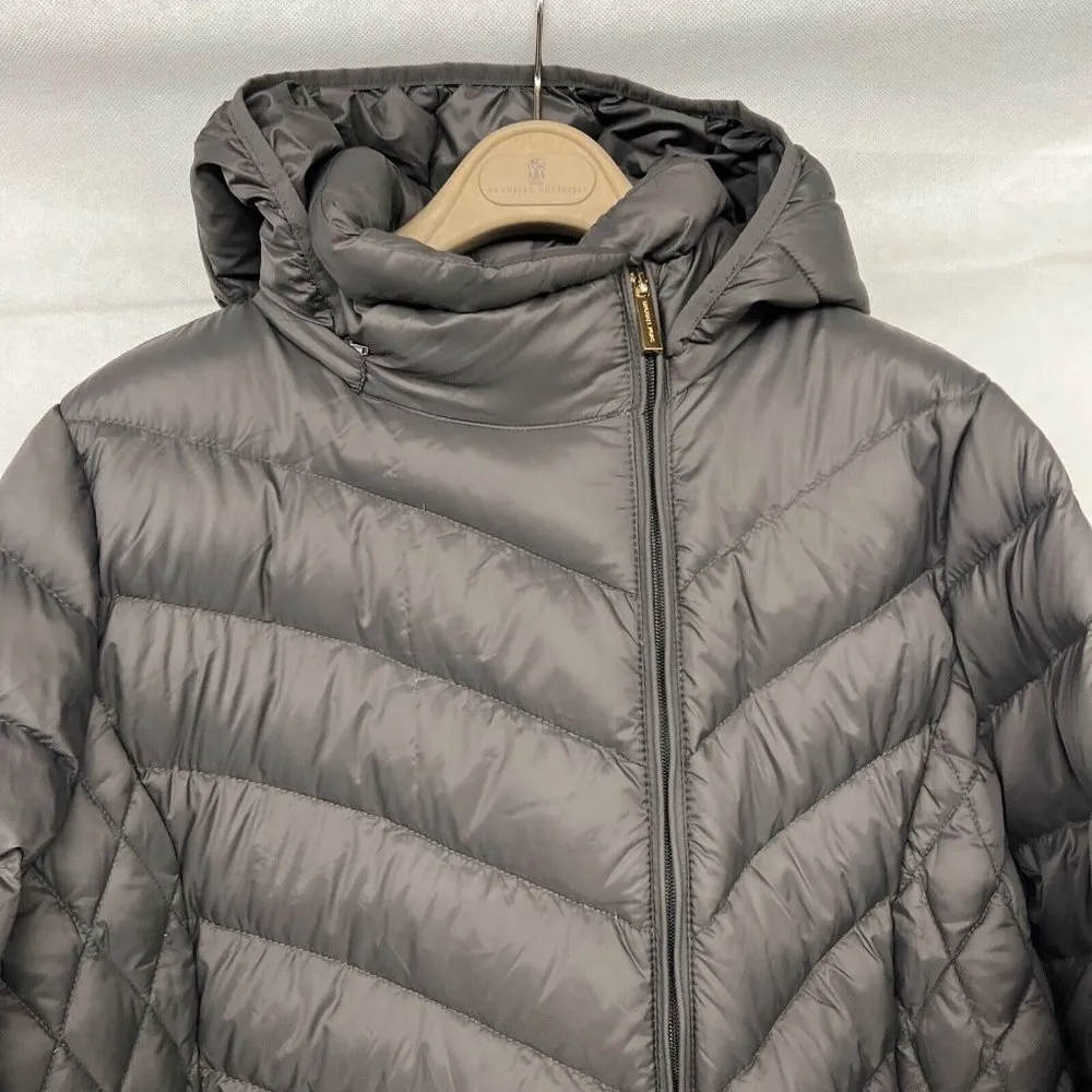 NEW MK Michael Kors Quilted Short Puffer Jacket Coat in Gray Sz PXXL Petite - Image 3