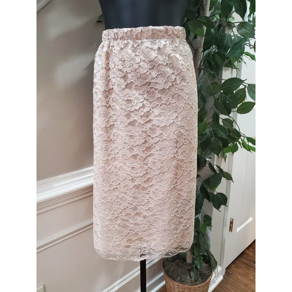 David Rose Beige Mother Of The Bride Lace Skirt & Button Down Shirt 2 Pc Set 22W - Image 4