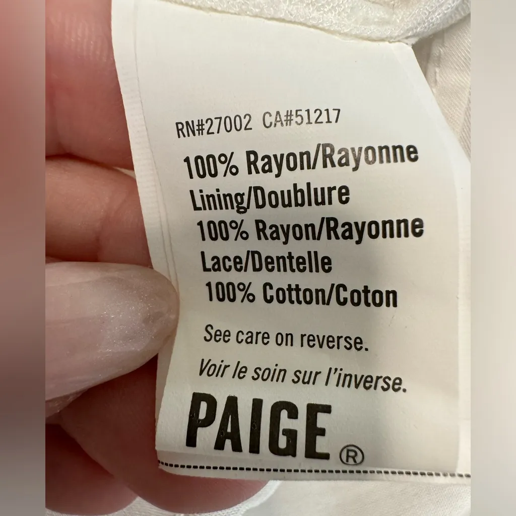 PAIGE Denim Odelise White ruffle-trim Mini Boho dress women size XXS - Image 8