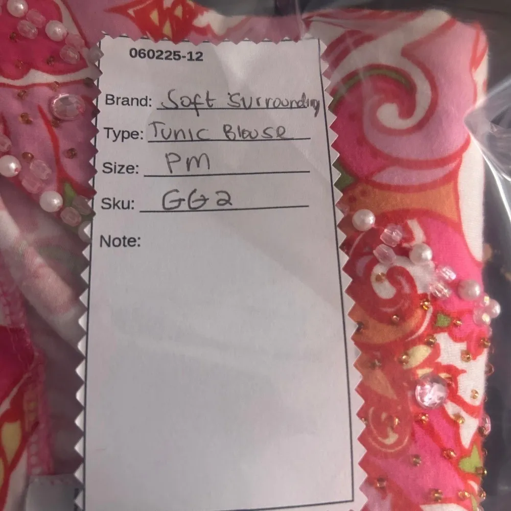 Soft‎ Surroundings Womens Blouse Size PM Paisley Boho Summer Retro Embellished - Image 12