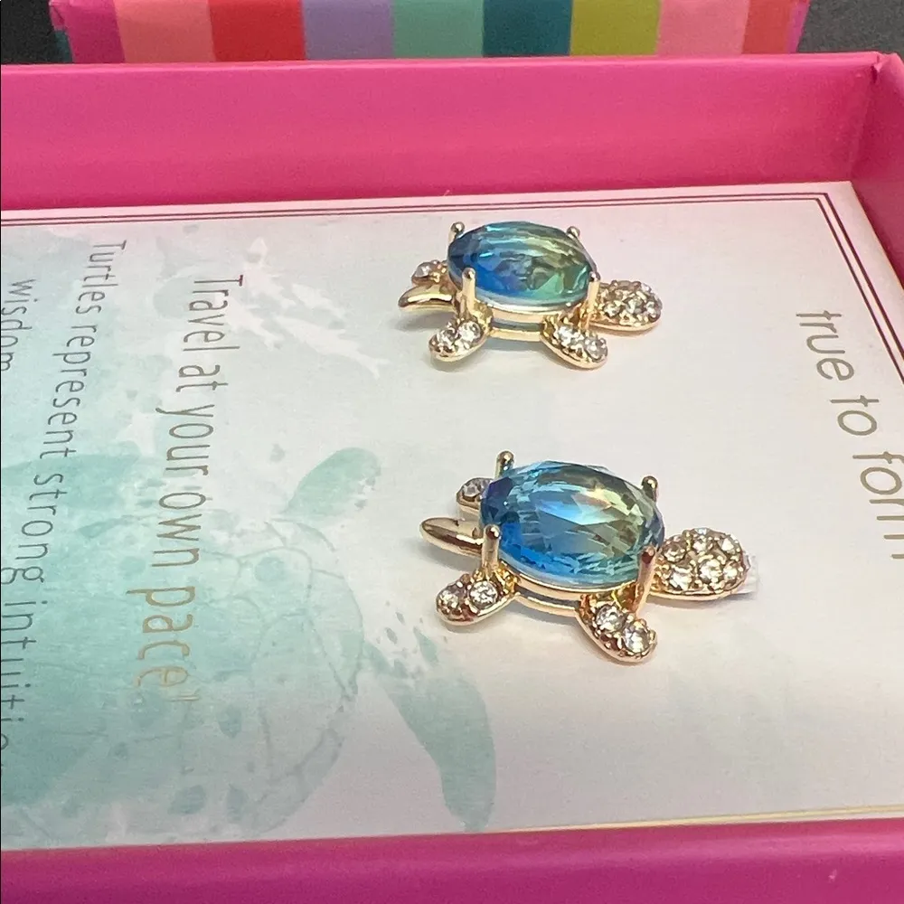 True to Form | Turtle Earrings & Necklace Set Blue - Image 4