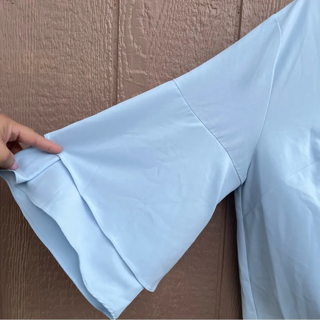 NEW Lane Bryant Womens Shirt Blouse Blue V Neck Tiered Flare Sleeve 14/16 - Image 6