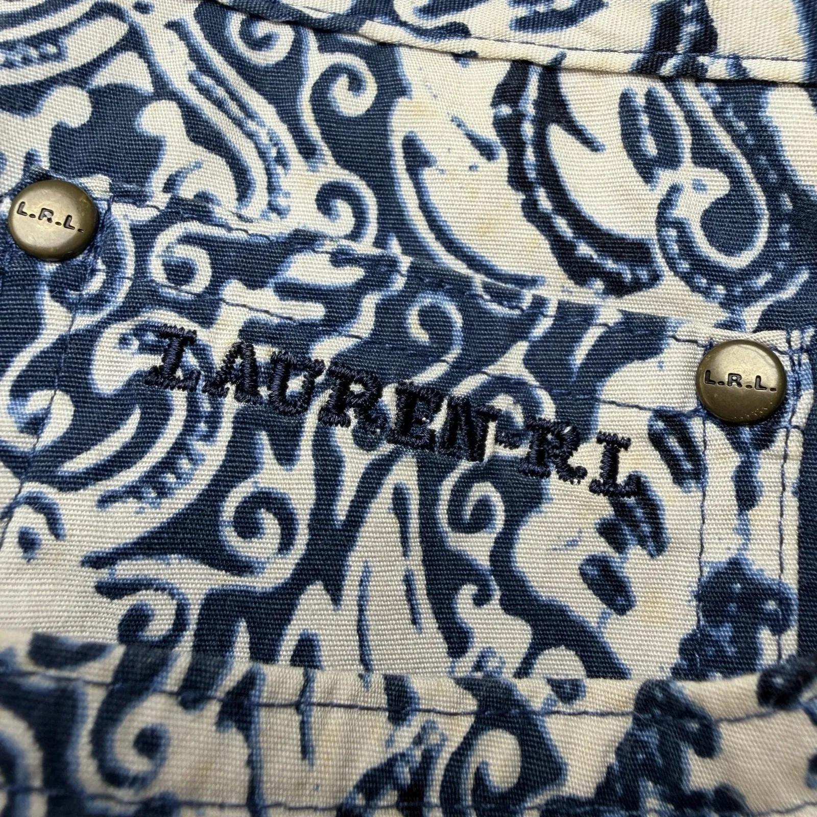 VTG Lauren Ralph Lauren Womens Blue Paisley Cropped Pants Size 8 Preppy Coastal - Image 15