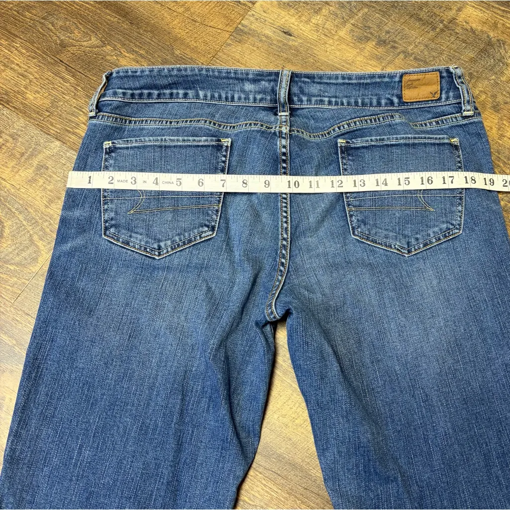 2011 American Eagle Straight Jeans Women’s 14 X-Long Stretch Blue Denim - Image 5
