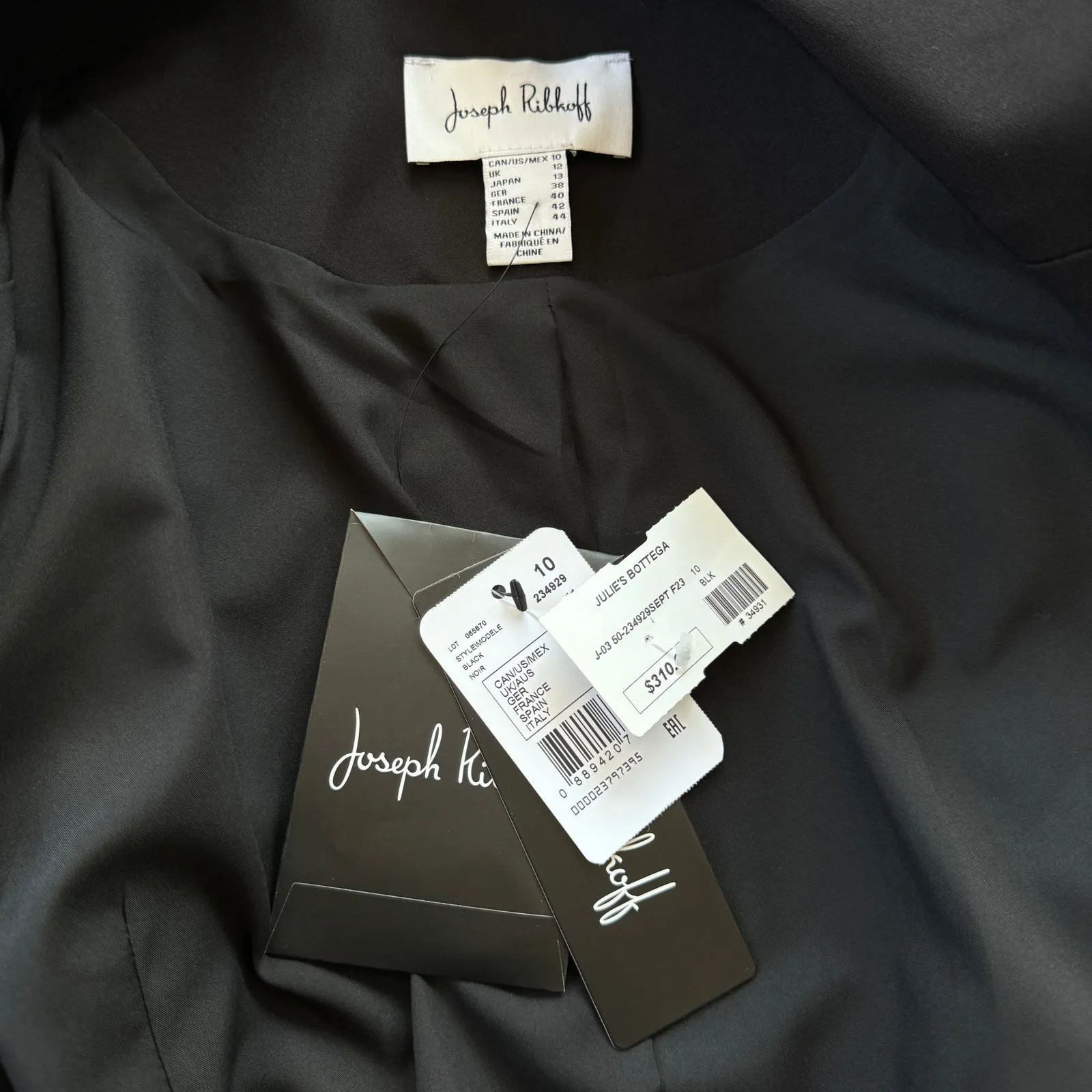 Joseph Ribkoff‎ Classic Black Woven Blazer Gold Zippers Size 10 NWT - Image 11