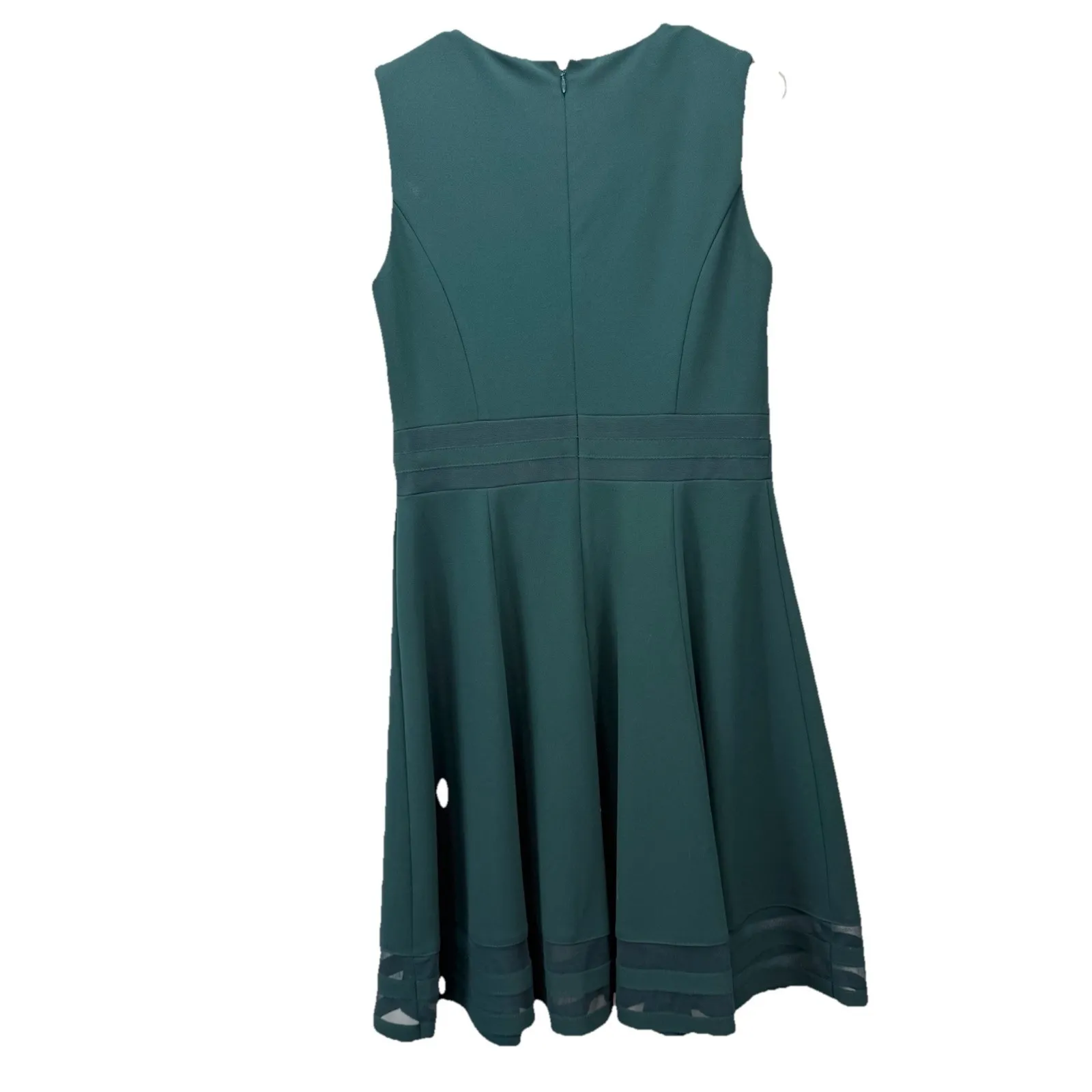 Calvin Klein Green Mesh Illusion Hem Fit Flare Stretch‎ Sleeveless Dress Size 10 - Image 9