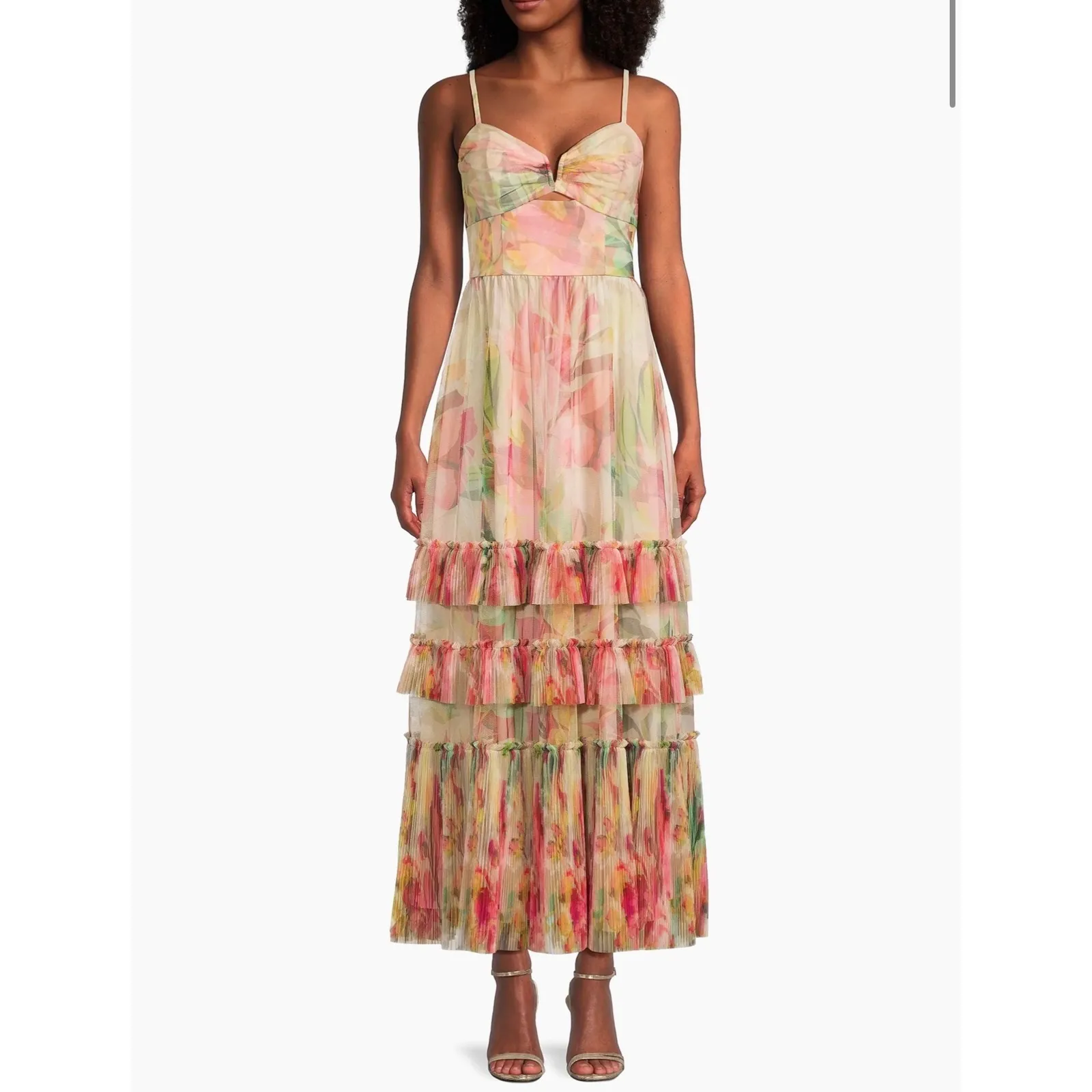 NWT Hutch Elliott Ruffled Printed Tulle Sweetheart Gown Floral Sz 6 $398 - Image 2