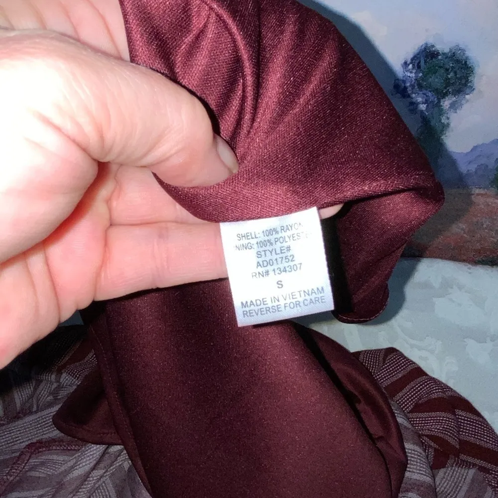 Lumiere Burgundy Stipe Maxi Midi Handkerchief Sleeveless Modest Dress Small - Image 10