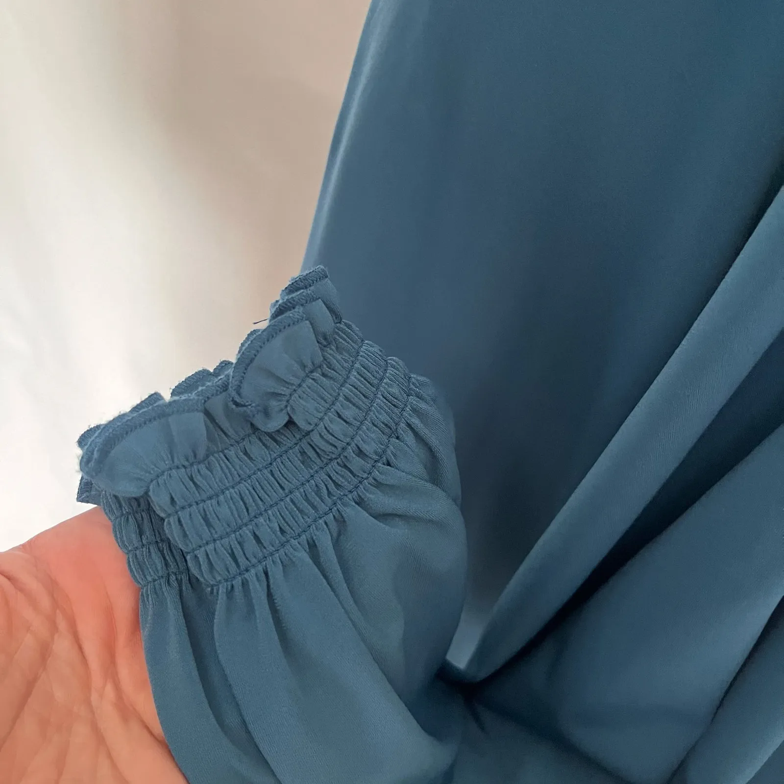 Torrid Lace Shoulder Popover Womens Top 4X Teal Romantic Boho Flowy Long Sleeve - Image 5