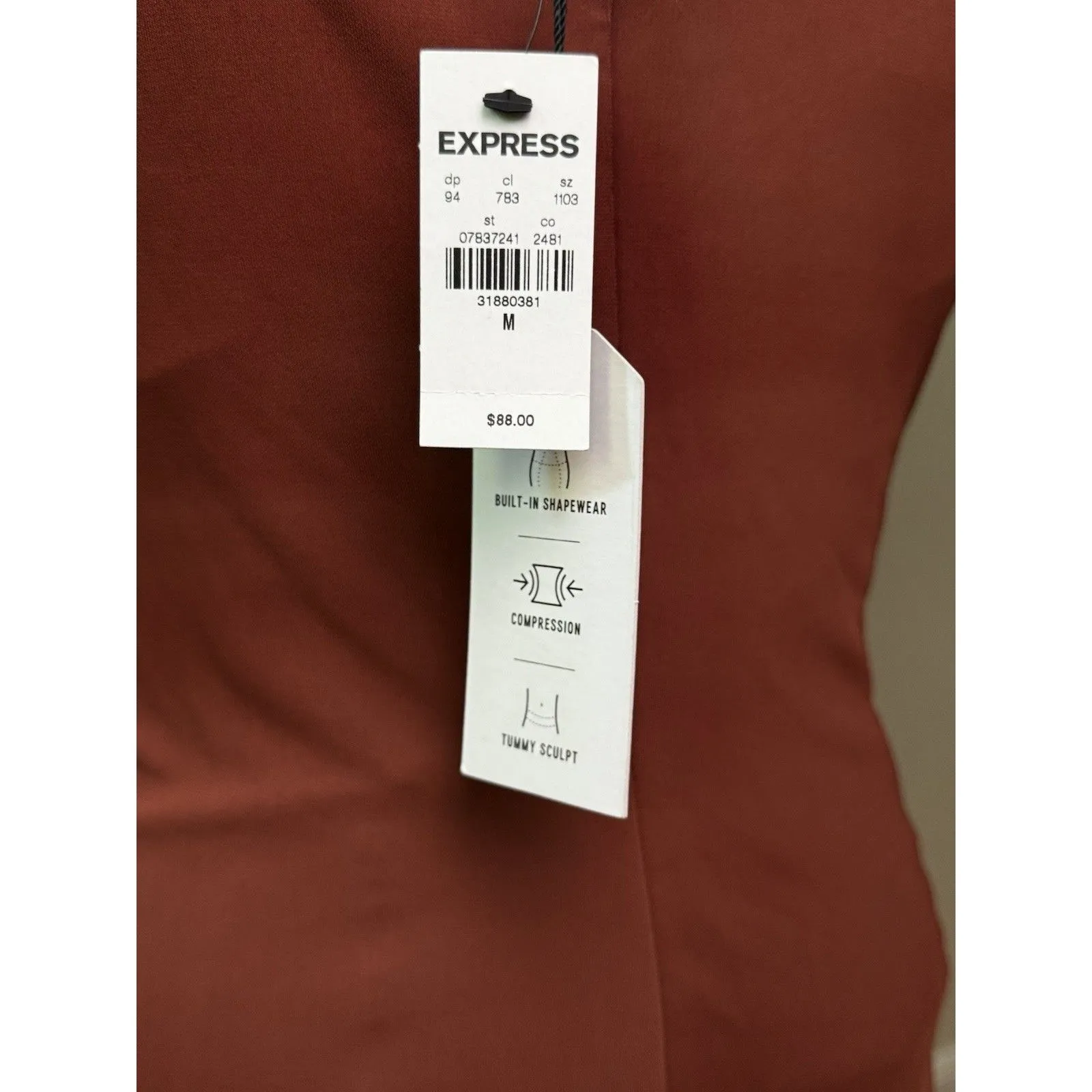 Express Body Contour Wrap Front Tie Waist Midi Dress With Built-In Shapewear M - Image 6