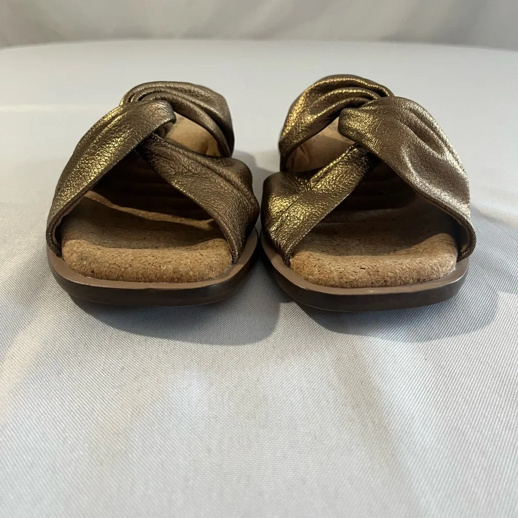 Kelsi Dagger Metallic Gold Twist Knot Sandals - Image 3