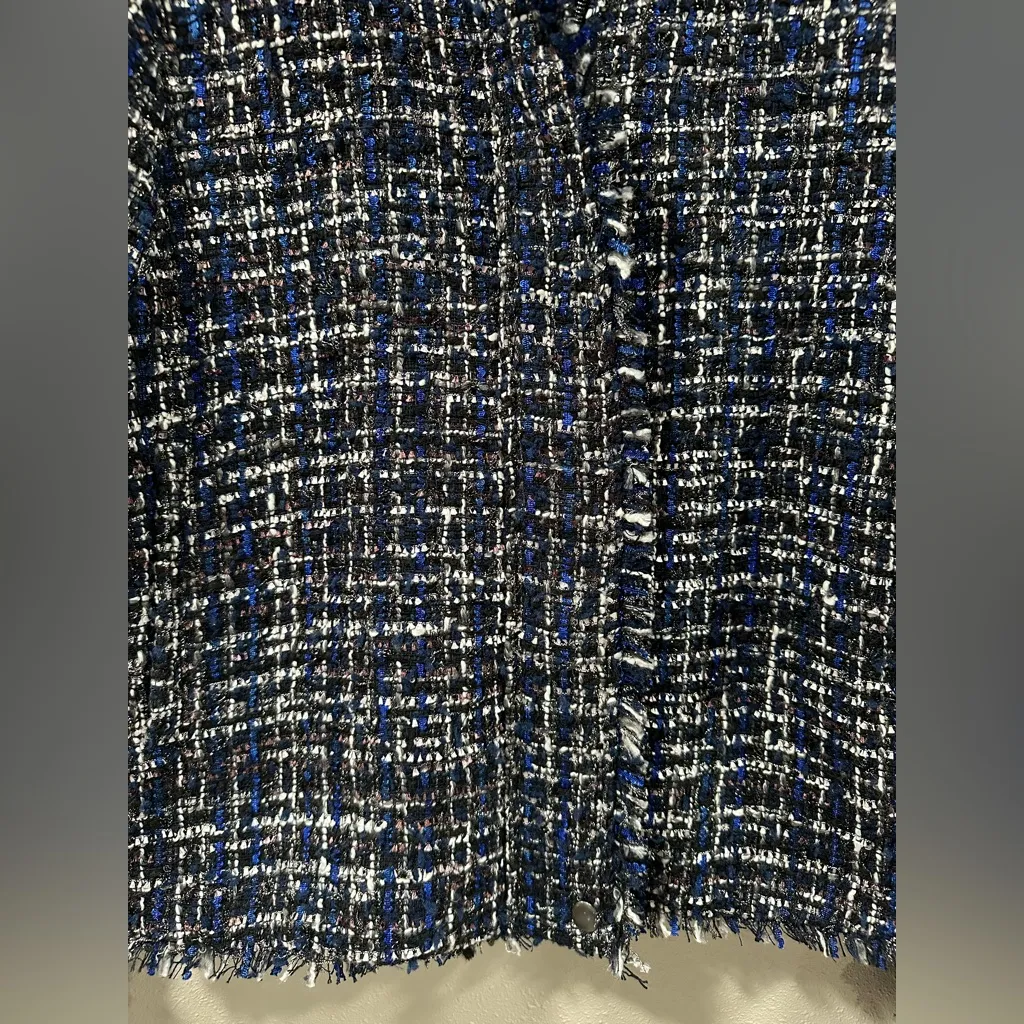 NWT Apt 9. Blue. Tweed Jacket With Silver Black White - Image 5