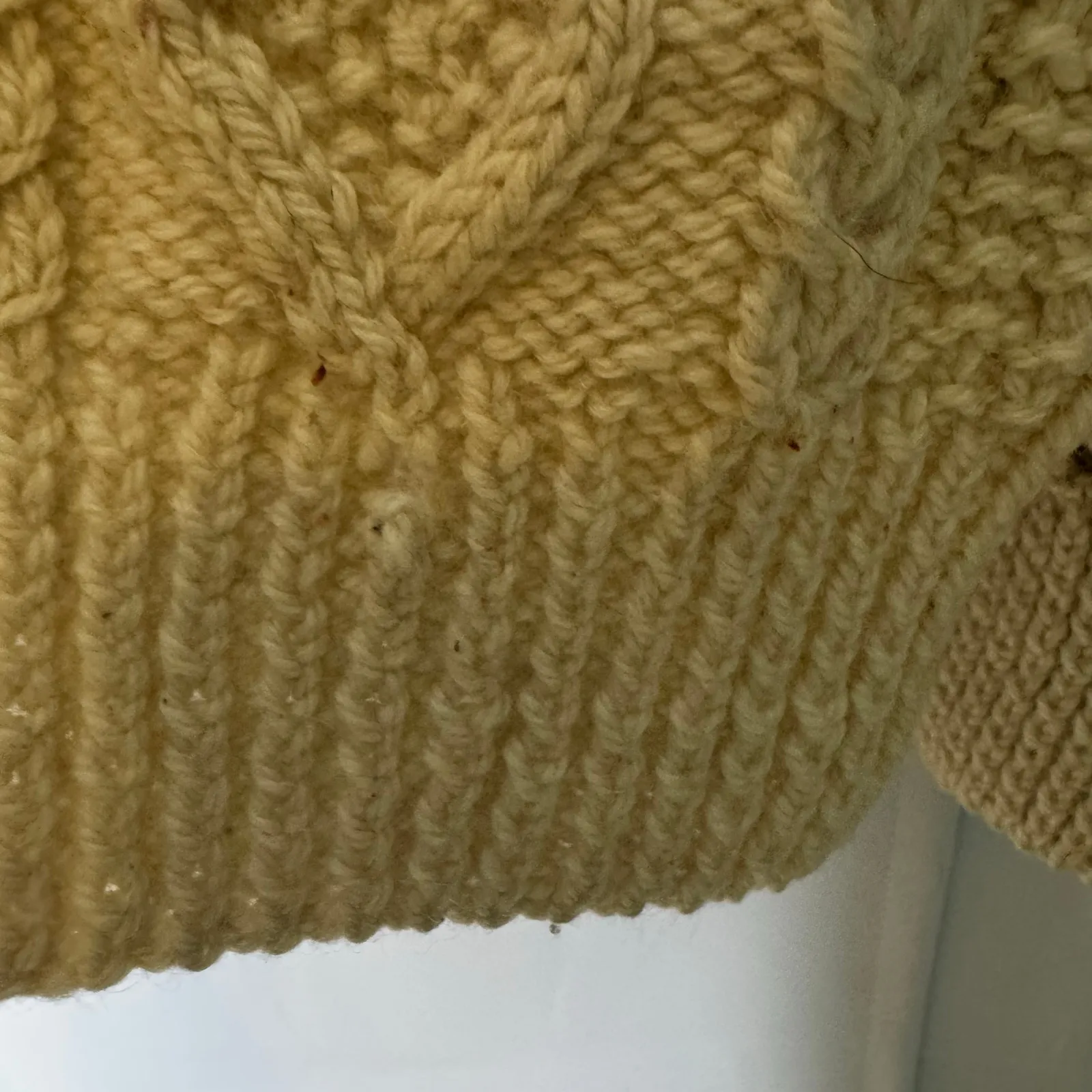 Unbranded Aran Cable Knit Wool Sweater Cream Fisherman Chunky Crewneck Size M - Image 5