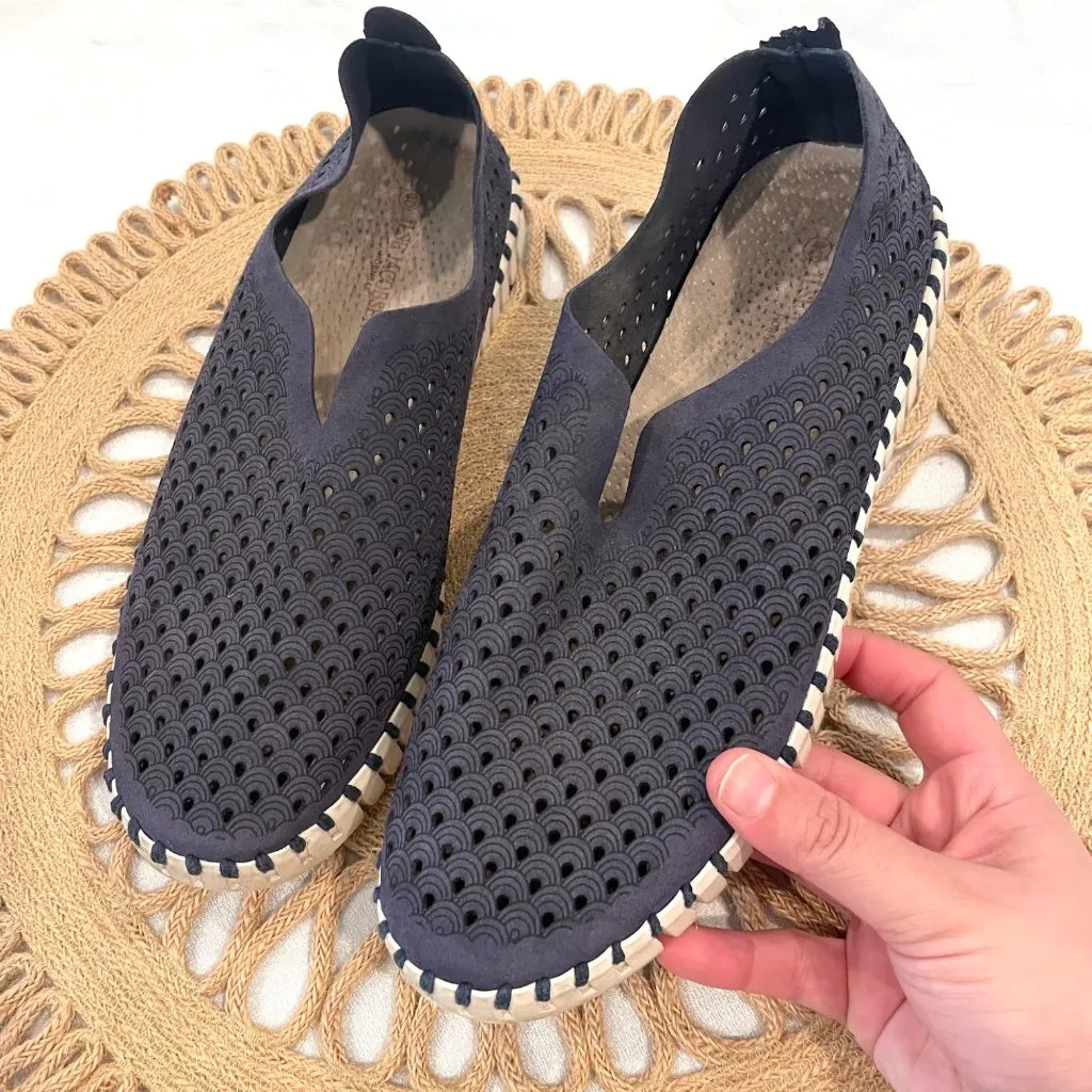 Ilse Jacobsen Tulip 139 Navy Blue Perforated Slip On Shoes Size EU 40 - Image 3